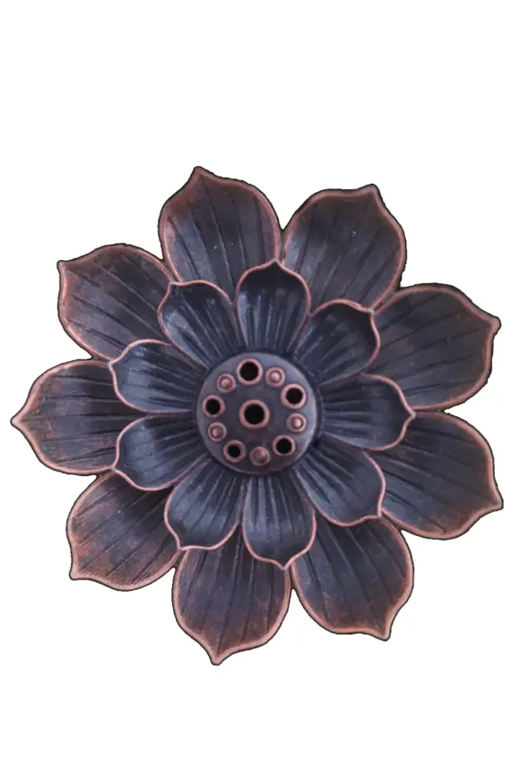 Porta Incienso con forma de flor Loto con aperturas para 5 varillas de incienso.
Compatible con inciensos de cono